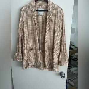 Madewell 100% Linen Checkered Blazer
